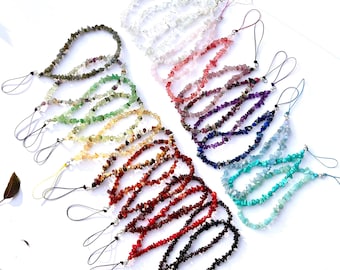 Gemstone Chip Phone Strap – Healing Crystal Beaded Phone Charm, Y2K Aesthetic