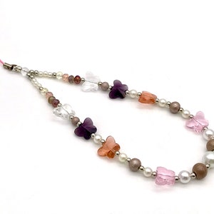 crystal butterfly phone strap pink Y2K phone strap customizable phone chain phone charm phone charmstrap beaded phone strap phone string