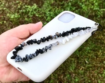 Obsidian Healing Crystals Phone Strap Gemstone Charm Beaded Phone Chain  Personalizable Handmade MythicFacets