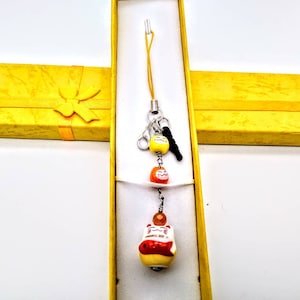 Amuleto de telefone de gato kawaii amarelo maneki neko amuleto de telefone amarelo gato da sorte plugue de telefone gato amarelo fofo amuleto de telefone gato da fortuna dinheiro gato