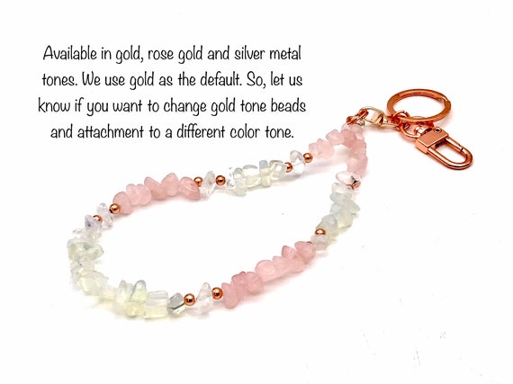 Crystal Phone Charm: Rose Quartz, Opalite Bead Strap - Etsy