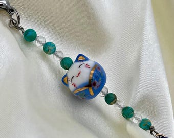 Make Your Lucky Cat Charm custom name charm kawaii cat gemstone maneki neko phone charm key chain cute cat phone charm Japan accessory