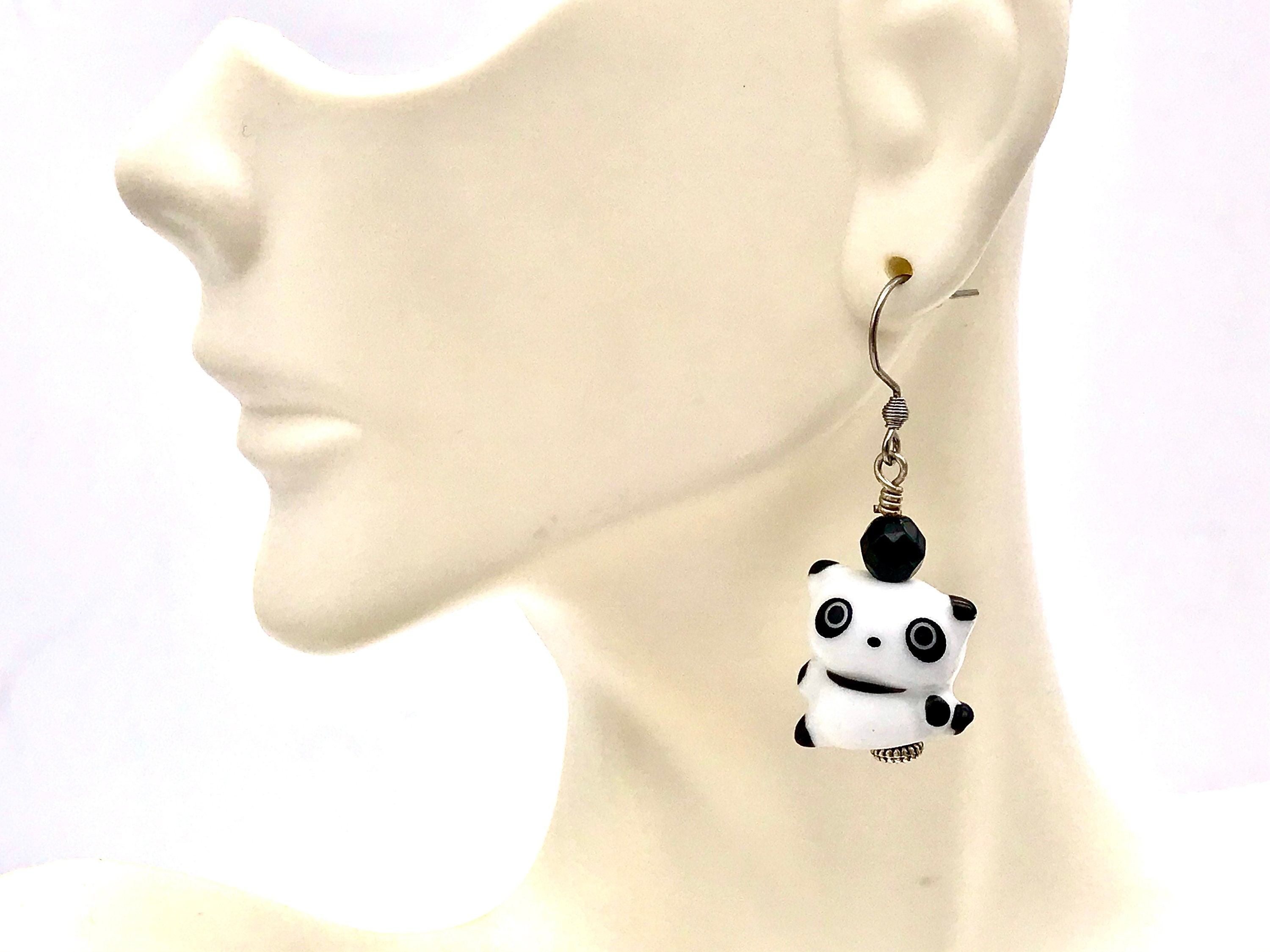 Kawaii Panda Earrings Cute Panda Earrings Panda Dangle Etsy UK