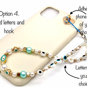 evil eye phone chain Y2K trending phone strap custom phone strap aquamarine beaded phone chain protection charmstrap custom phone string Add letters and hook
