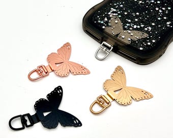 Butterfly Phone Case Patch, Phone Case Charm Ring, Metal Phone Chain Hanger, Phone Card, Phone Necklace Tether, Phone Strap Tab Connector