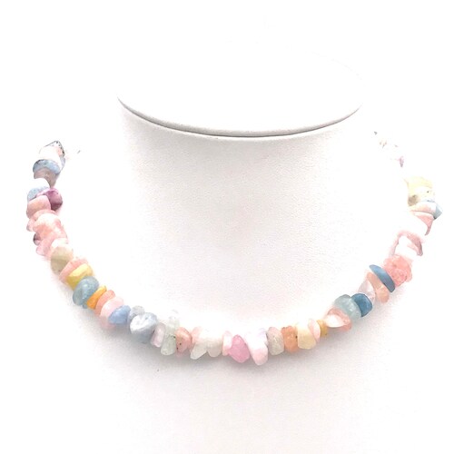 Crystal Choker Morganite Beaded Pastel 