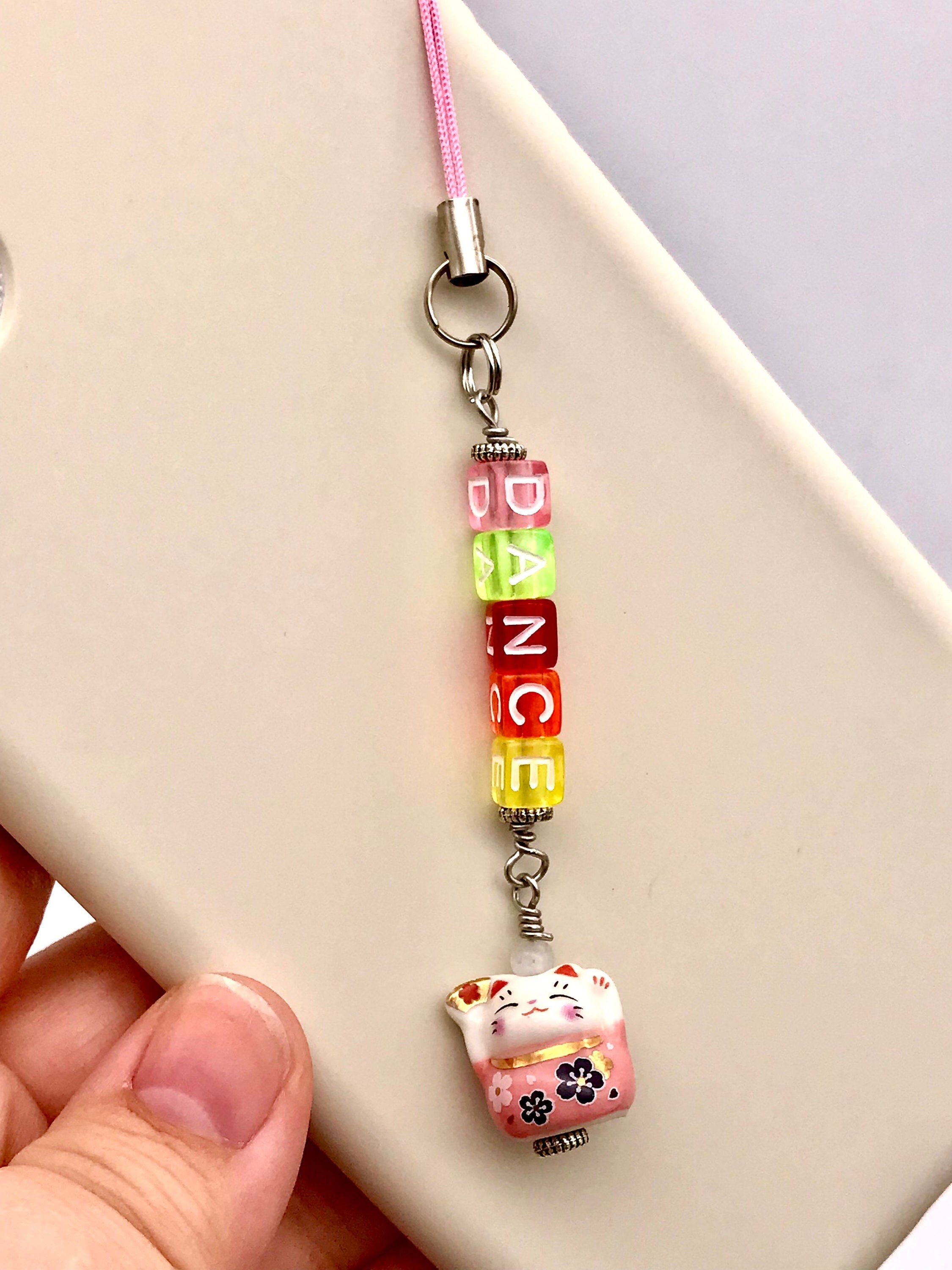 Custom name charm kawaii cat phone charm Japanese maneki neko Etsy
