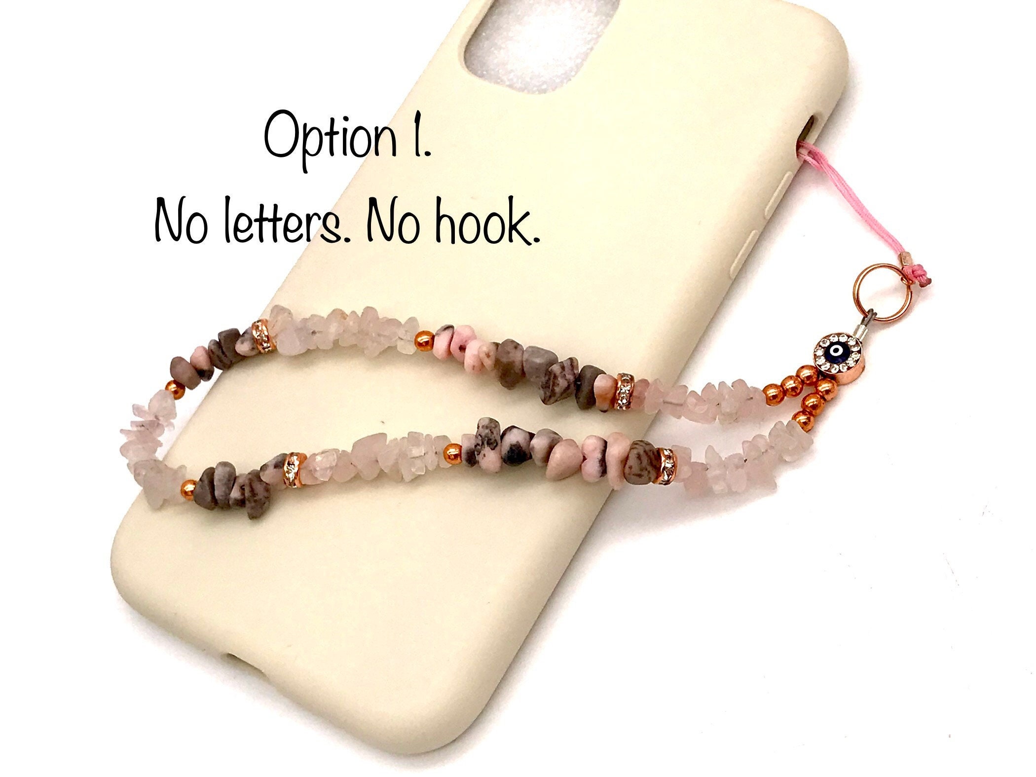 Rose Quartz Phone Chain Crystal Phone Charm Pink Zebra