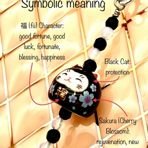 thumbnail image 2 of Japanese Netsuke Phone Charm – Maneki Neko Lucky Cat With Goldfish, Made In Japan 2 of 2