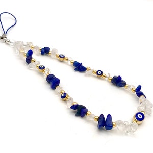 evil eye phone charm healing crystals phone strap gemstone phone case charm lapis lazuli charm beaded phone chain bead crystal phone string