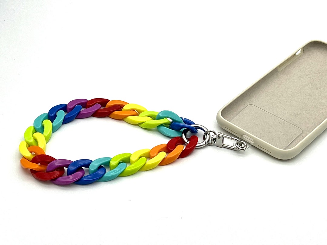 Rainbow Acrylic Chain Phone Strap, Chunky Phone Charm - Etsy