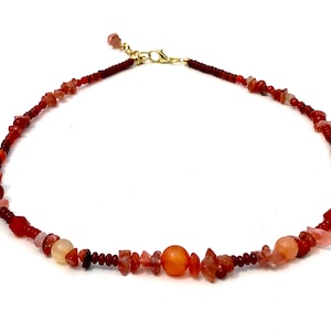carnelian necklace beaded carnelian necklace carnelian bead chocker red agate necklace red gemstone necklace healing crystals necklace bead