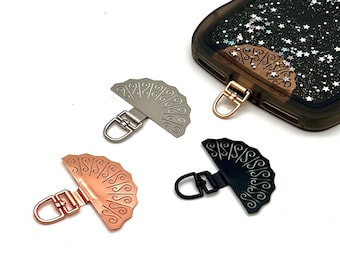 Oriental Fan Phone Case Patch, Phone Case Charm Ring, Metal Phone Chain Hanger, Phone Card, Phone Necklace Tether, Phone Strap Tab Connector
