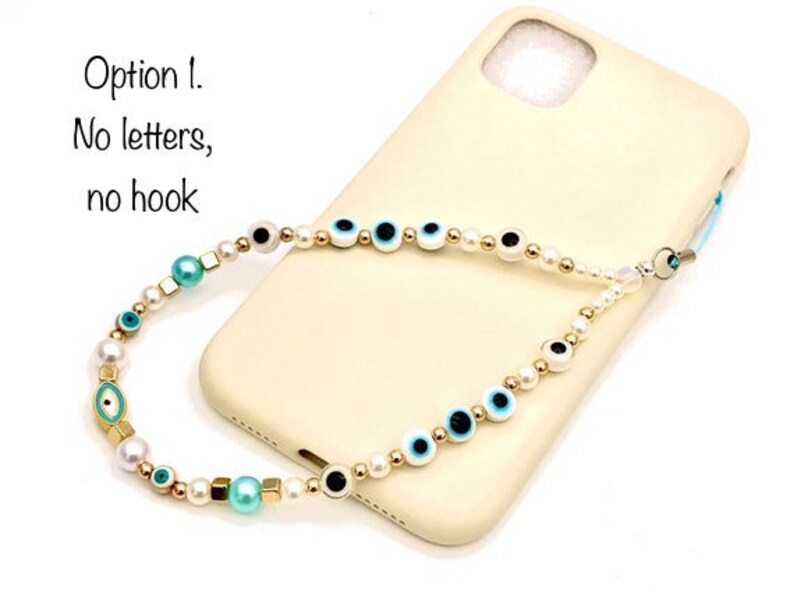 evil eye phone chain Y2K trending phone strap custom phone strap aquamarine beaded phone chain protection charmstrap custom phone string No letters, no hook