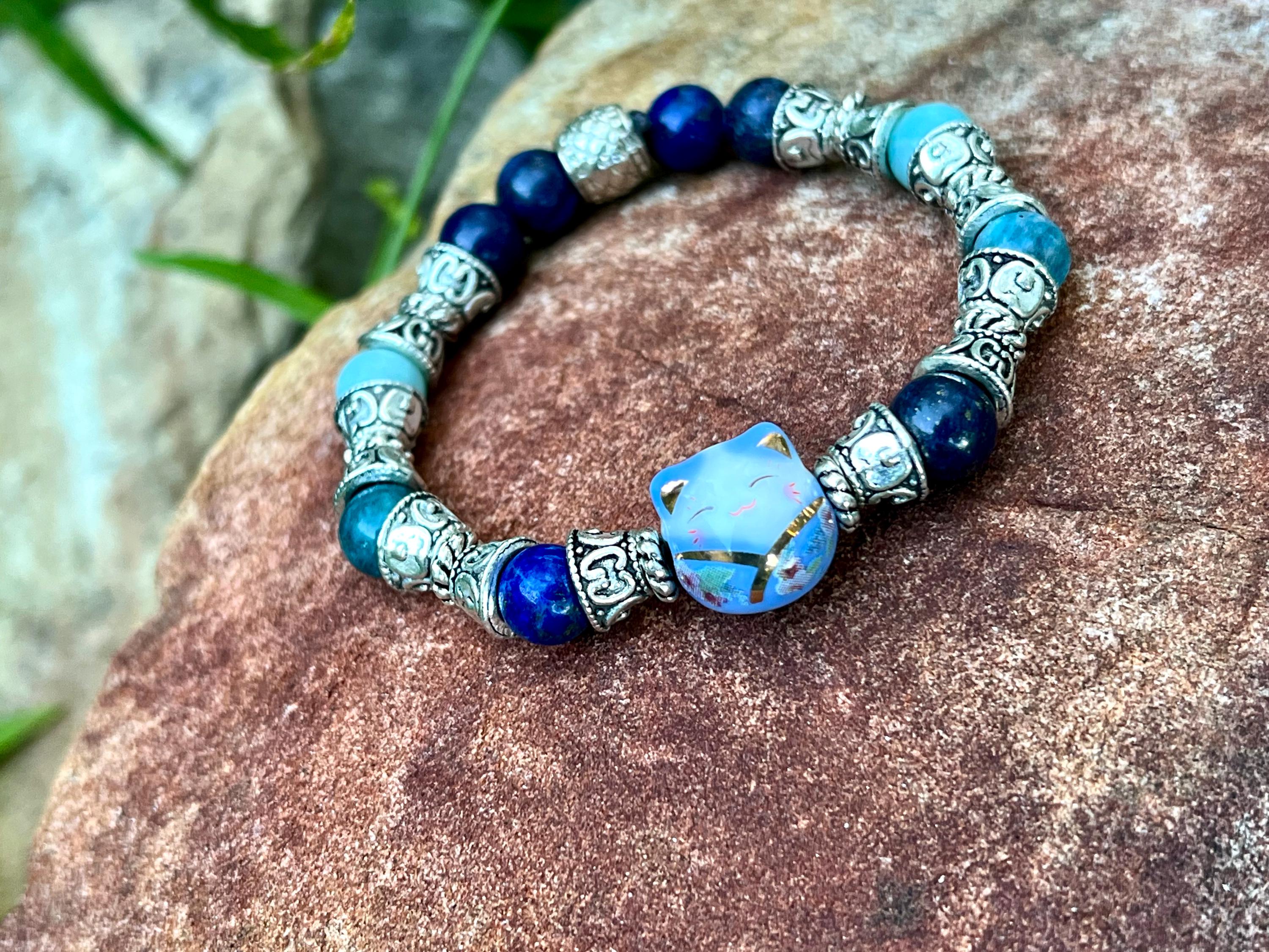 Stalen armband met blauwe steen | Lucardi-BE