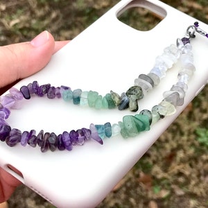 Amethyst Handycharme in lila-grüner Farbverlauf Handytasche, Handykette, Handykette, Handykette, Handytasche, Handykette, Handykette, Handytasche, Handytasche, Handykette
