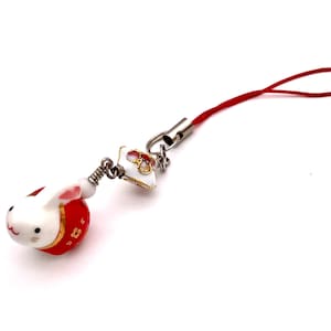 kawaii bunny phone charm cute bunny phone plug kawaii rabbit phone charm Chinese zodiac phone charm moon rabbit phone charm lucky red rabbit