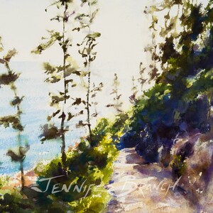 Sunlit Path Print, Watercolor Painting, Inspirational Art, Landscape Painting