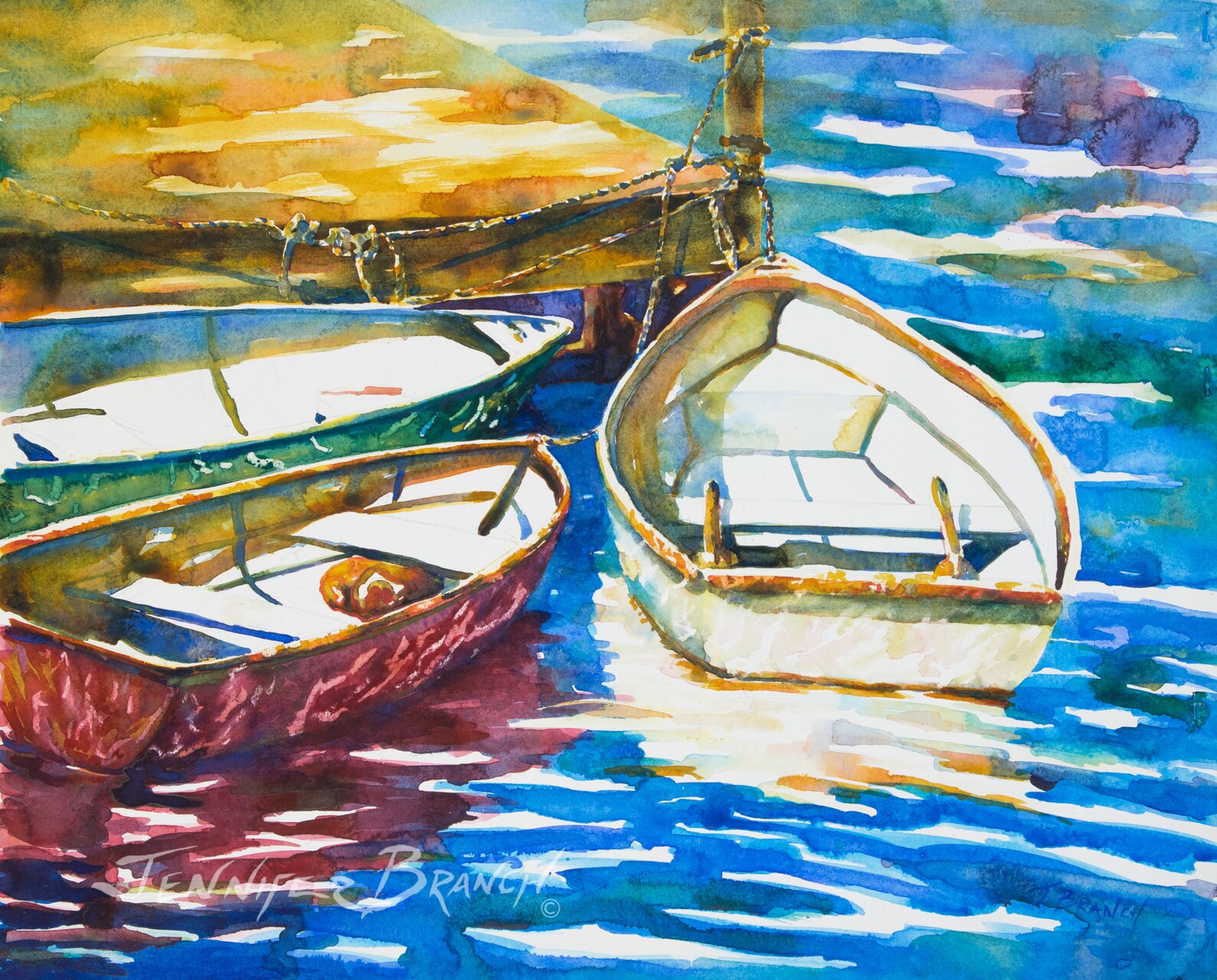 Dinghies Print Watercolor Painting Landscape Painting Etsy