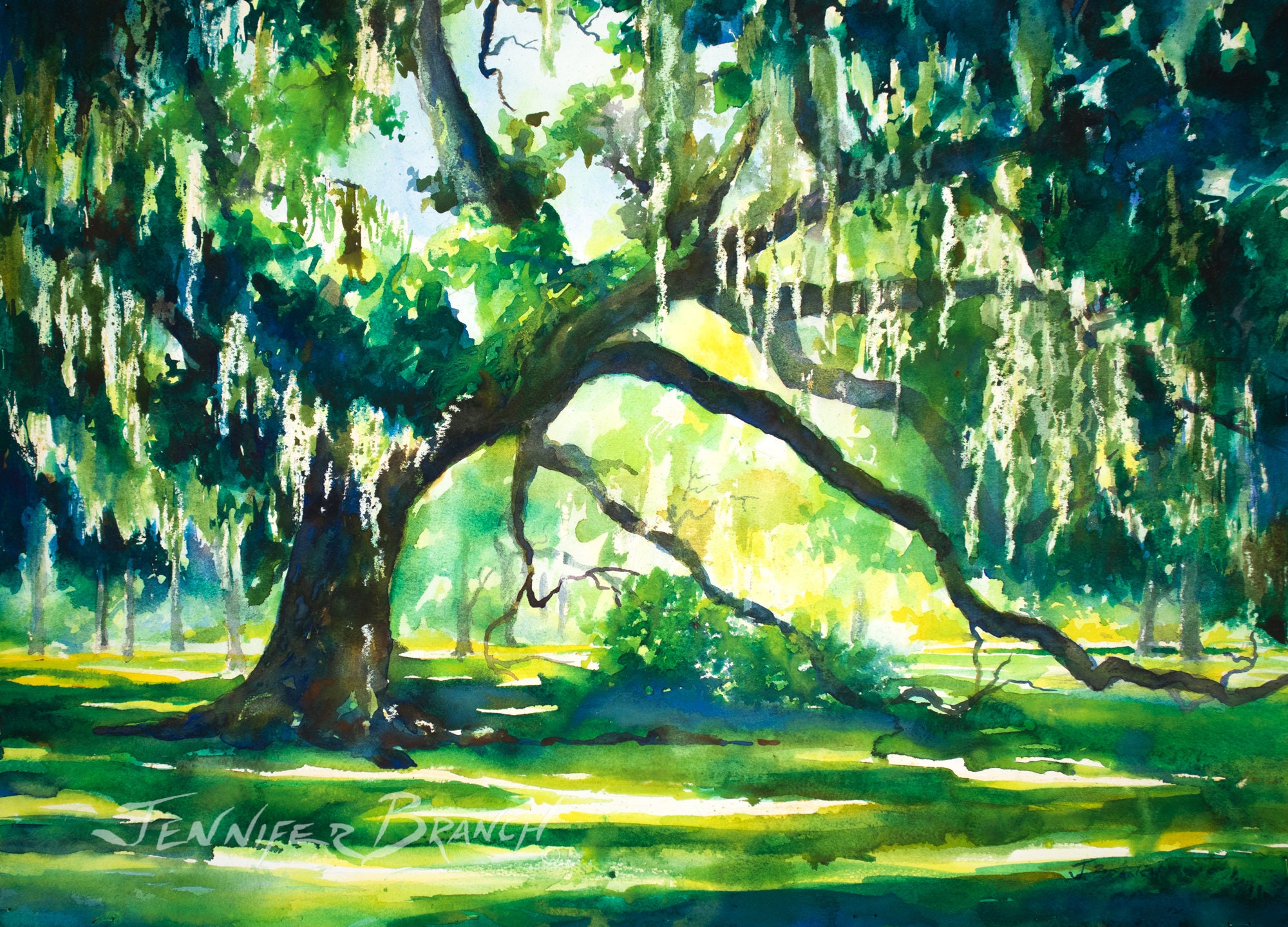 Live Oak Print Landscape Painting - Etsy