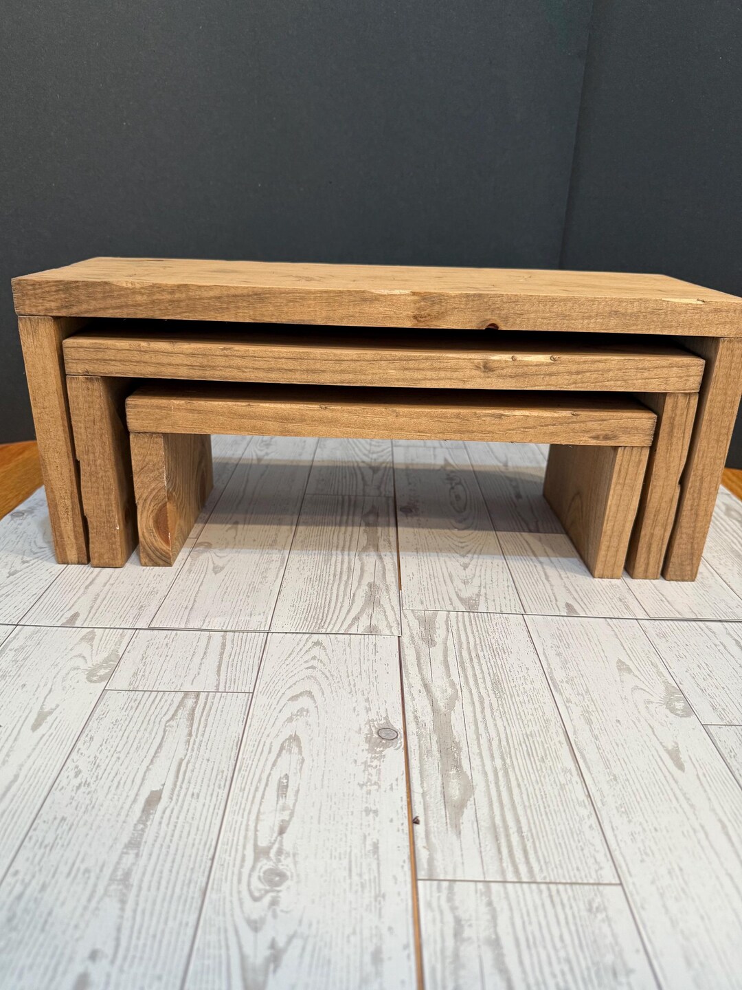 Wooden Nesting Riser Set | Rustic Display Stands – Natural or Light ...