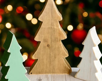 Rustic set of 3 Christmas trees| Distressed Finish | Farmhouse Holiday Decor | Handmade Tabletop Tree
