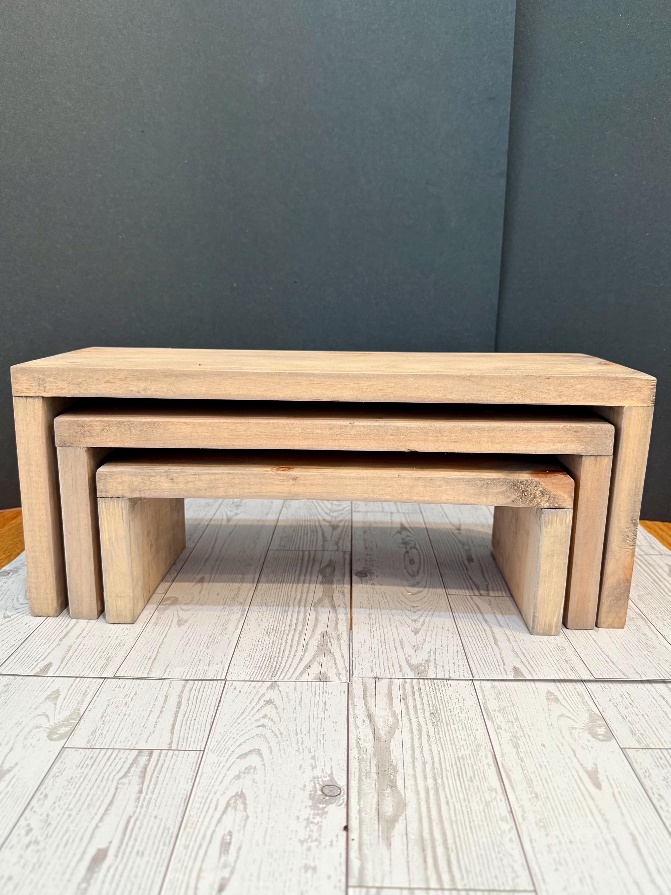 Wooden Nesting Riser Set | Rustic Display Stands – Natural or Light ...