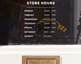 Custom Business Hours Decals Personalized Store Front Labels Customized Shop Window Decal