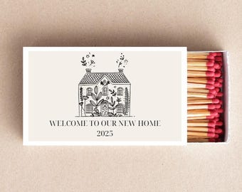 Welcome to Our New Home Matchboxes Custom Housewarming Party Favors New Home Gift Ideas Personalized Matchbox Labels 2025 Favor Box