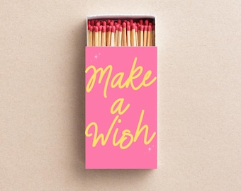 Make a Wish Matchbox Custom Birthday Party Favor, Cake Topper Match Box, Candle Lighting Accessory, Personalized Celebration Keepsake