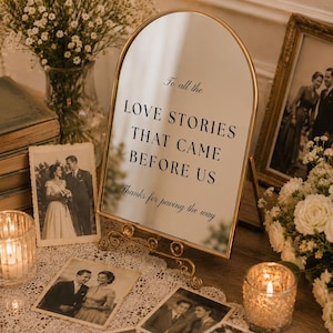 To All The Love Stories That Came Before Us Mirror Decal Wedding Mirror Sticker Vintage Wedding Decor Bridal Table Sign Memorial Mirror
