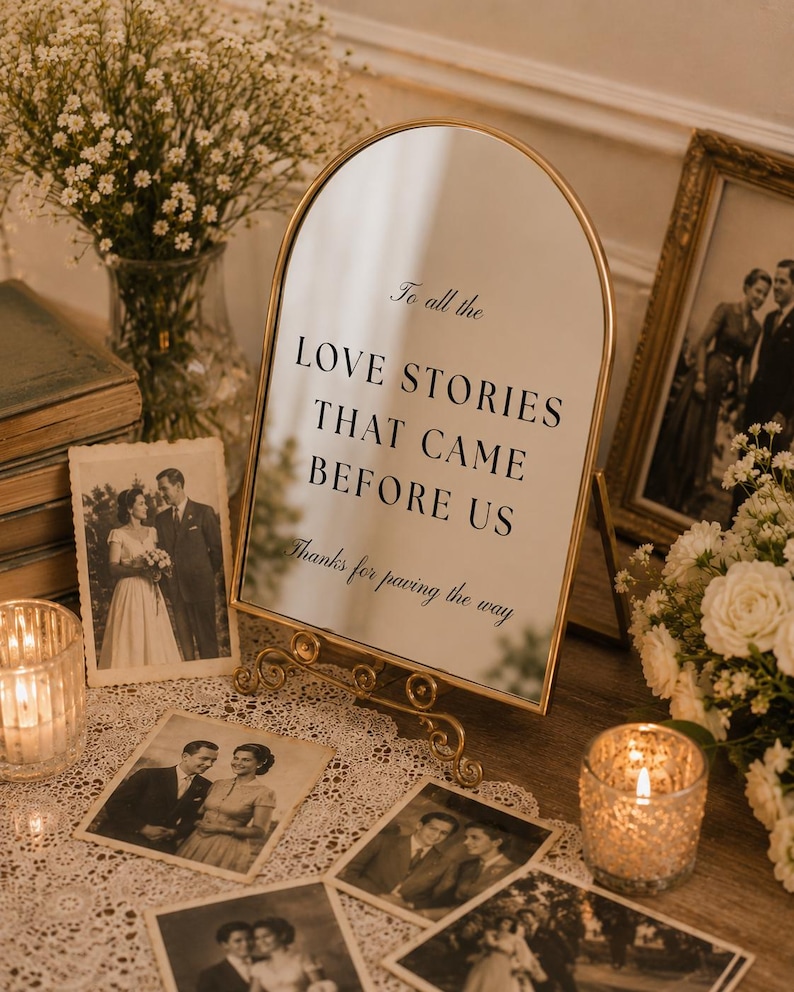 To All The Love Stories That Came Before Us Mirror Decal Wedding Mirror Sticker Vintage Wedding Decor Bridal Table Sign Memorial Mirror