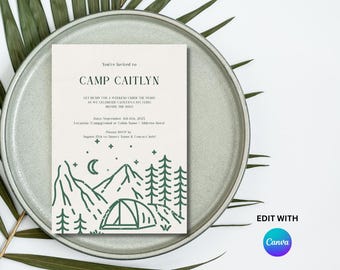 Camp [Name] Invitation Digital Download Editable Bachelorette Camping Invite Glamping Weekend Under the Stars Last Fling Before the Ring
