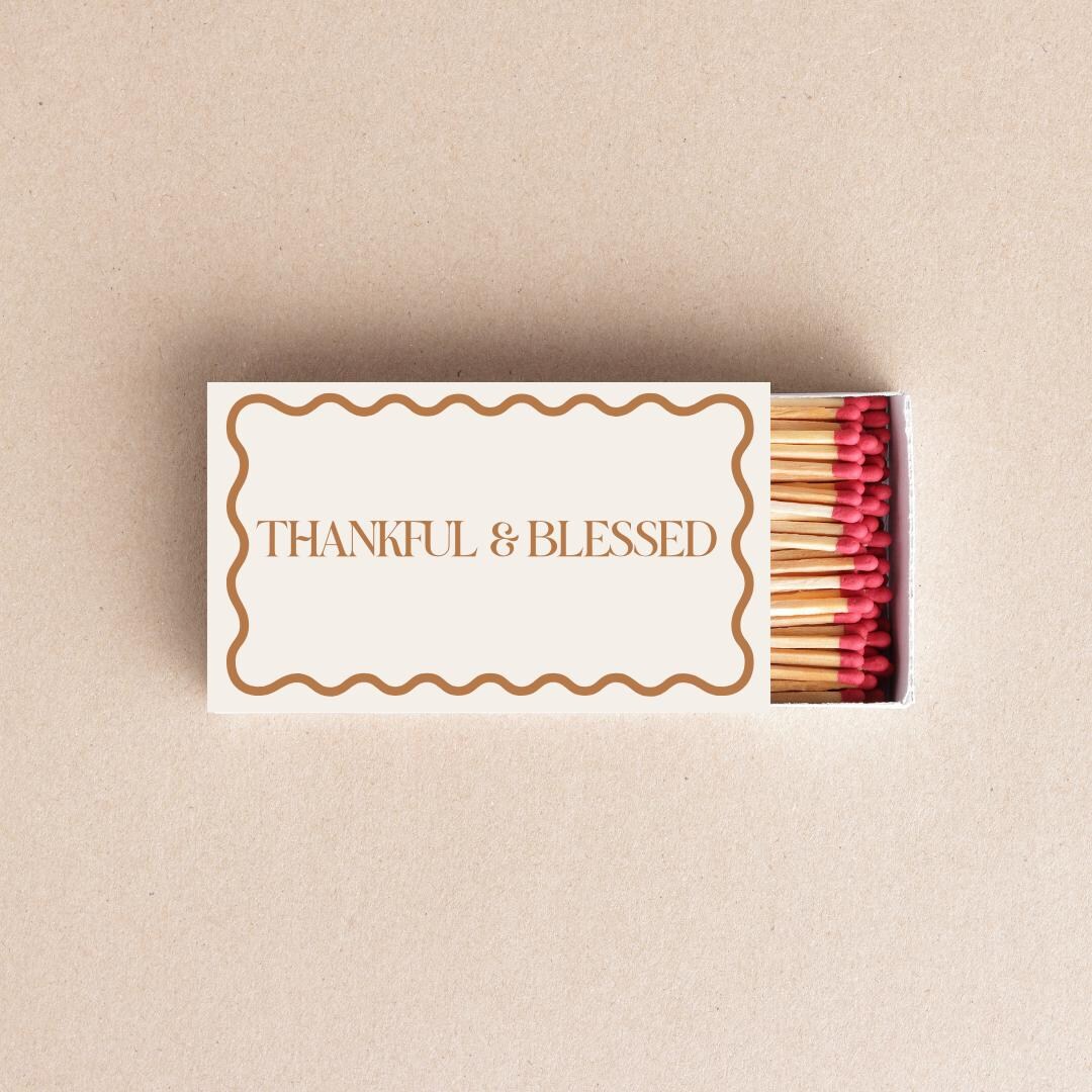 Thankful & Blessed Matchboxes Thanksgiving Favor Matches Fall Candle ...