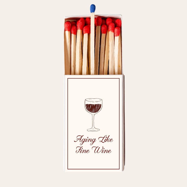 Aging Like Fine Wine Matchboxes Birthday Party Favors Wine Themed Birthday Custom Matchboxes Elegant Milestone Birthday Gifts