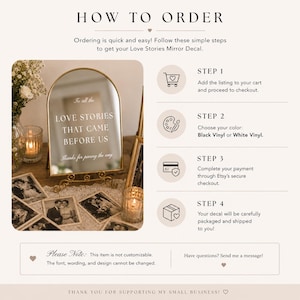 To All The Love Stories That Came Before Us Mirror Decal Wedding Mirror Sticker Vintage Wedding Decor Bridal Table Sign Memorial Mirror