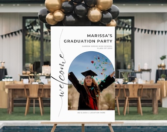 Editable Graduation Welcome Sign Canva Template Digital Download Printable for Graduation Party Decor