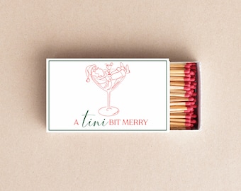 A Tini Bit Merry Matchboxes Custom Holiday Matchbox Favors Christmas Party Favors Martini Matchboxes Personalized Holiday Decor
