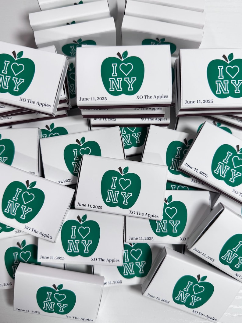 Cajas de cerillas personalizadas de Nueva York, regalos de boda en Nueva York, MetroCard, diseños "I Love NY", cerillas personalizadas para eventos, recuerdos únicos para fiestas imagen 8