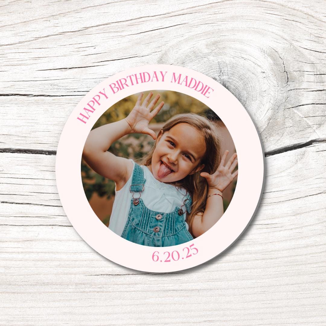 Custom Photo Birthday Stickers Personalized Party Favor Labels, 2x2 3x3 ...