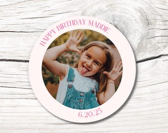 Custom Photo Birthday Stickers Personalized Party Favor Labels, 2x2 3x3 4x4 Inch, Customizable Stickers for Kids & Adults
