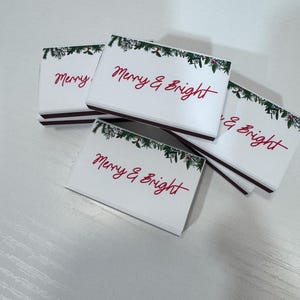 Custom Merry & Bright Christmas Matchboxes Personalized Holiday Party Favors Festive Match Box Decor Holiday Candle Matches image 6