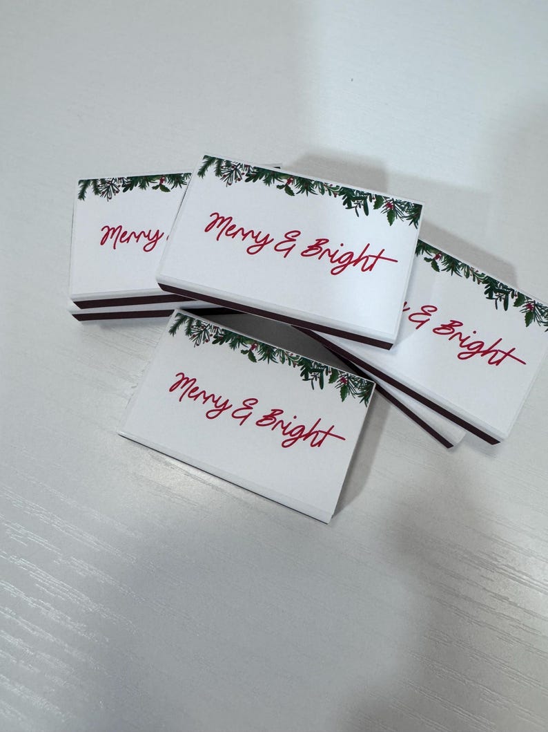 Custom Merry & Bright Christmas Matchboxes Personalized Holiday Party Favors Festive Match Box Decor Holiday Candle Matches image 6