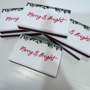 Custom Merry & Bright Christmas Matchboxes Personalized Holiday Party Favors Festive Match Box Decor Holiday Candle Matches image 7