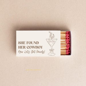 She Found Her Cowboy Matchboxes – Western Bachelorette Party Favors, Rustic Bridal Shower Decor, Country Wedding Matches