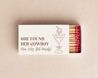 She Found Her Cowboy Matchboxes – Western Bachelorette Party Favors, Rustic Bridal Shower Decor, Country Wedding Matches