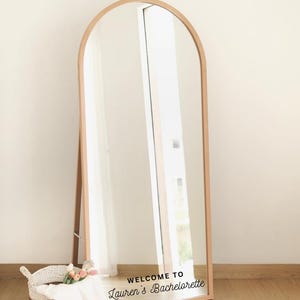 Custom Bachelorette Mirror Label Personalized Vinyl Decal for Bathroom or Hotel Mirrors Bachelorette Party Décor Bride Tribe Gift