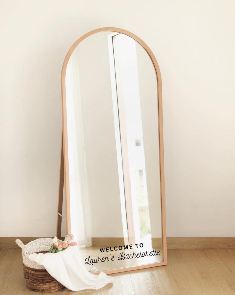 Custom Bachelorette Mirror Label Personalized Vinyl Decal for Bathroom or Hotel Mirrors Bachelorette Party Décor Bride Tribe Gift