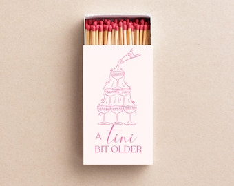 A Tini Bit Older Custom Matchboxes Birthday Party Favors, Bachelorette Decor, Cocktail Theme Party Supplies
