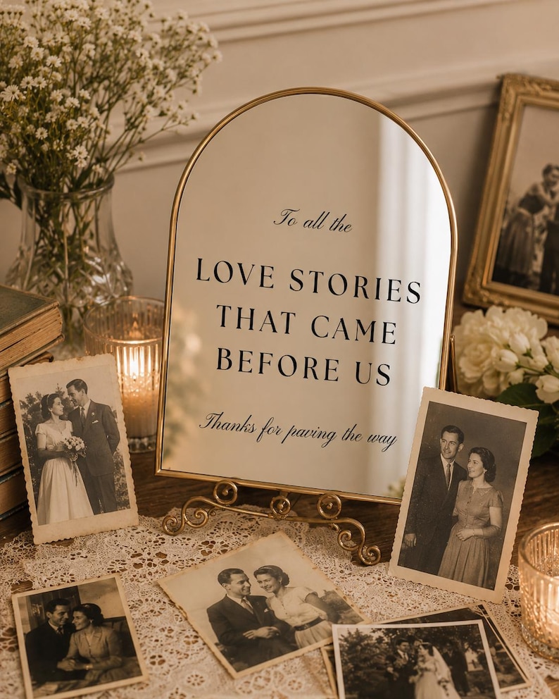 To All The Love Stories That Came Before Us Mirror Decal Wedding Mirror Sticker Vintage Wedding Decor Bridal Table Sign Memorial Mirror